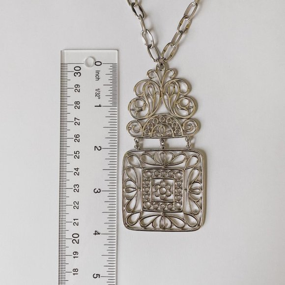 Vintage Silver Openwork Filigree Chain Necklace - Picture 8 of 8